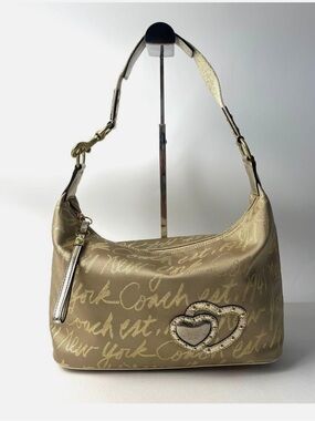 Y2KCoach Rare Limited Edition Poppy Lurex Script Gold Hobo Bag F17472